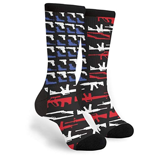 Gun Of American Flag Socks Men's Women's Crew Socks Funny Crazy Novelty Socks