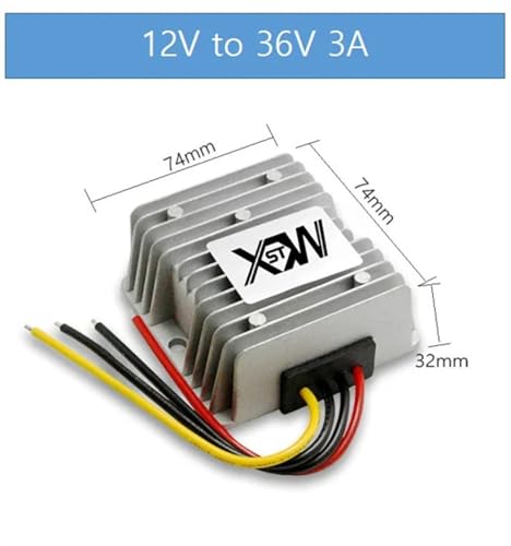Convertidor Step Up 12V a 36V CC con módulo elevador de voltaje y carcasa de aluminio de 3A 3