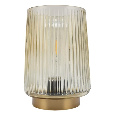 Jectse Lampe de Bureau en Verre élégante avec Minuterie, Ampoule LED, Alimentée par Batterie, Lampe de Table sans Fil pour Chambre à Coucher et Salon, Source de Lumière Chaude