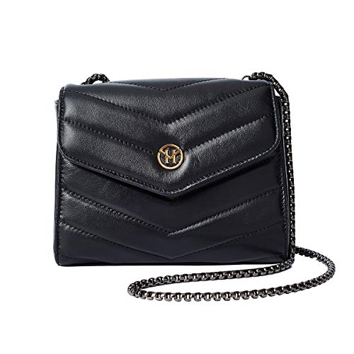 VICTORIA HYDE Mini bolsa preta, bolsa transversal pequena para mulheres, Preto, 18.5×14.5×7CM