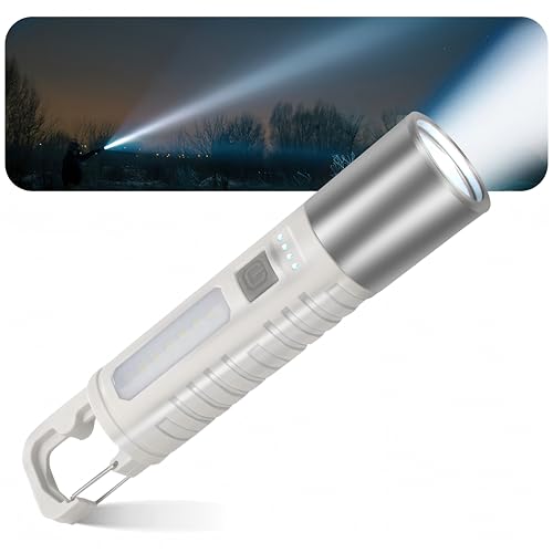 小型LED 懐中電灯 - 大容量電池で5時間連続使用可能、広角180度COB作業灯、ズーム調節、Type-C充電式、尾部フック付き、軽量携帯に便利。作業用・登山・キャンプ・停電地震対策に最適な防災グッズ。 - toomkey - 商品画像
