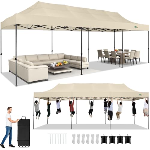 Image of COBIZI 10x20 Heavy Duty Pop Up Canopy Tent with 6 Sidewalls, Yellow