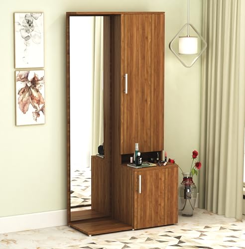 Image of DesignFit Engineered Wood Dressing Table with Storage Wooden Dressing Table with Mirror Vanity Table for Bedroom Home Living Room (Walnut Finish)