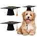 2 Pieces Pet Graduation Caps Small Dog Graduation Hats with Yellow Tassel Pet Graduation Costume for Dogs Cats Holiday Costume Accessory