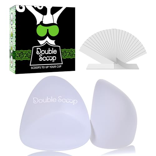 Image of Double Scoop Triangle Bra Inserts with Bonus Pack of Double-Sided Tape, Swim Bra Pads Inserts, Nipple Coverage A and B /C Cup (White)