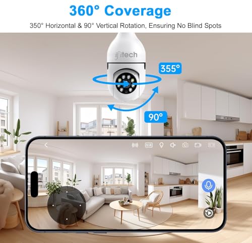 Image of IFITech 1080p (2MP) HD Smart Wi-Fi CCTV Home Security Camera | Indoor 360 Smart CCTV Camera | Bulb Camera | 256GB SD Card Support (Not Included) | Perfect for Home, Office Monitoring [2025 Model]