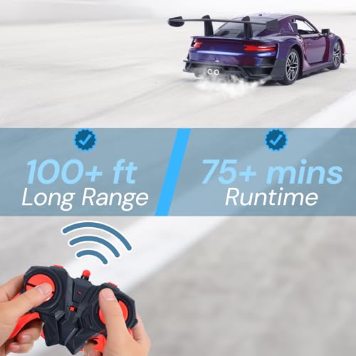 Image of Popsugar Door Opening Remote Control Car|Rechargeable 1200mAh Lithium Battery|C-Type Charging|75-Min Runtime|2.4G Long Range Remote (100+ ft)|HighSpeed RC Car|Gift for Kids|Made in India (Purple)