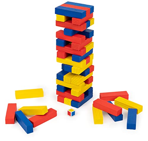 Spin Master Games Éditrice Jeux, Jeux de Société Classiques, Jumbling Tower, Tour en Bois Colorée de 48 Pièces, Jeu de Table Tour d'équilibre, à partir de 6 Ans – vue 4