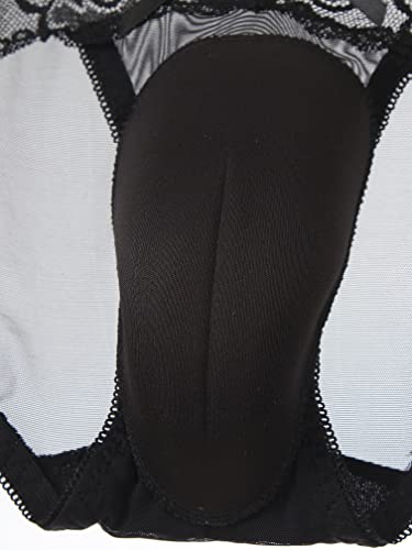 Msemis Men's Crossdresser Underwear Sissy Floral Lace Panties See-Through Mesh Sheer Briefs Lingerie Type A Black Large #TOP4