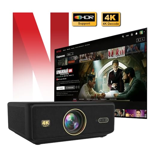 Image of (4K HDR10, 2500 ANSI, 30000 Lumen, HDMI ARC) TOPTRO Legend Gold AI (Japan) Projector 4K Ultra HD, Fully Sealed, 1080p Native, AI Auto Focus, Hotstar Prime Net - Flix Android 12 3G 32G