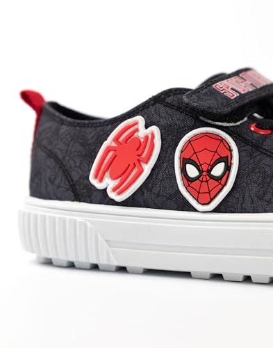 Marvel Spider-Man Boys' Black, Red & White Trainers | Kids Lace Up Hook and Loop Footwear | Spiderman Web Pattern Sports Shoes3