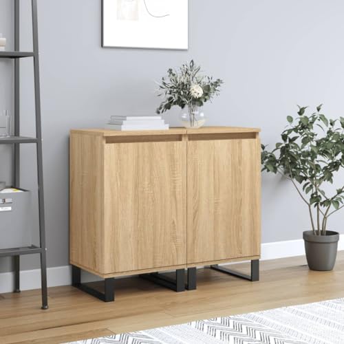 Homgoday Sideboards 2 pcs Sonoma Oak 40x35x70 cm Engineered Wood, Side Cabinet, Cupboard Storage...