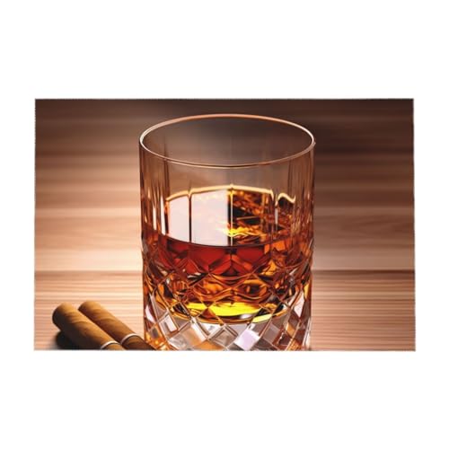 Nappe rustique pour salle à manger au motif de tasse de liqueur marron