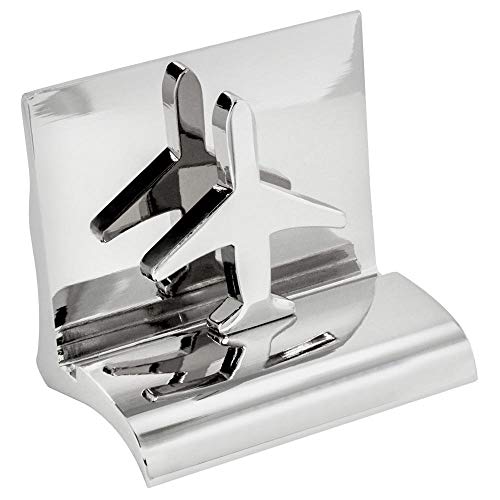 Chrome Metal Business Card Holder - Airplane Silouette
