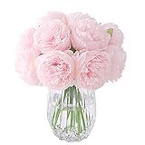 Decpro 2 Bunches Artificial Peonies, 10 Heads Silk Peony Fake Flower Bouquets for Wedding Home Office Party Hotel Decor, Table Centerpieces, Floral Arrangements, Light Pink - NO VASE