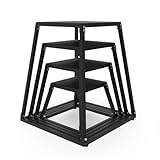GarveeLife 12/18/24/30 in Plyometric Jumping Box Set, Steel Plyo Box for Exercise, Metal Exercise Step Up Box with Anti-Slip Surface for Home Gym Training, Black