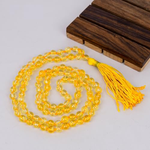 Collier Mala citrine 108 perles résistant pour concentration