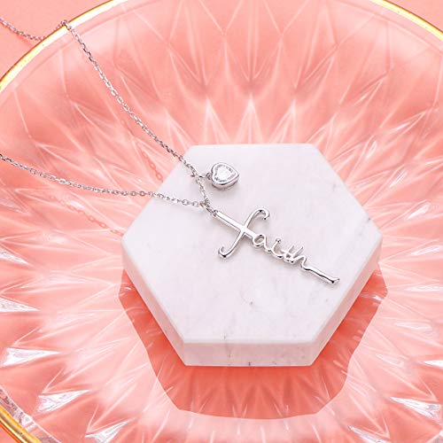 Cross Necklace 925 Sterling Silver Infinity Love of God Heart Cross Pendant Necklace Christian Gift for Women3