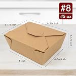 EcoDispose 80 Pack 45 oz Take Out Box Containers, Oil and Leak Proof Food Prep Kraft Paper To Go Container for Lunch, Leftover and Restaurant