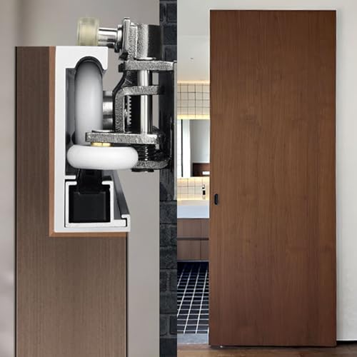 Invisible Ghost Door Track with Hardware Kit, Quietly Smoothly Sliding Barn Door for Warehouse, Inside Wall Mount Floating Wooden Door System(38in/96.5cm)