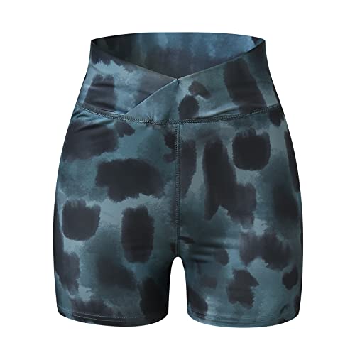 Short feminino para treino, shorts de ioga com cintura alta cruzada, leggings de motociclista atléti