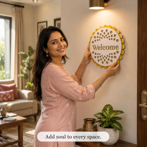 Image of Sehaz Artworks Welcome Wall Decor Items for Living Room 28x28 CM