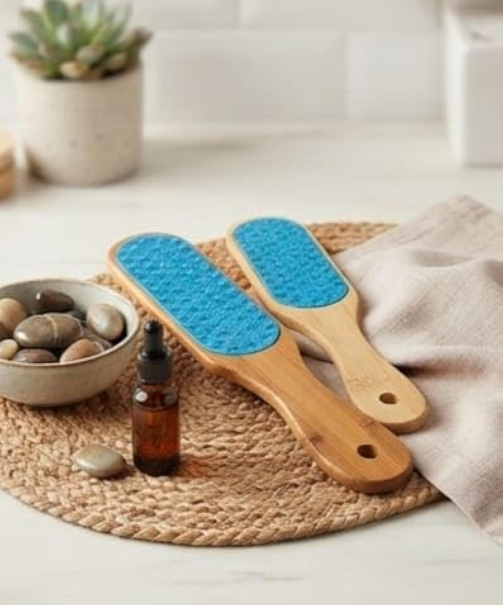 Double Sided Foot Scrubber with Wooden Handle