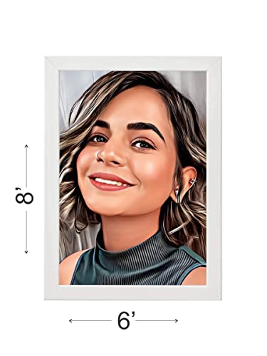 Image of Vsk Art Personalized Digital Oil Painting Photo Frame Gift for Couple | Women| Husband| Wife| Brother| Sister| Singal (Face Digital Oil Panting) (White 6x8)