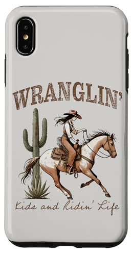 Funny Mom Riding. Western Cowboy Mama Wranglin' Kids �X�}�z�P�[�X iPhone XS Max �p