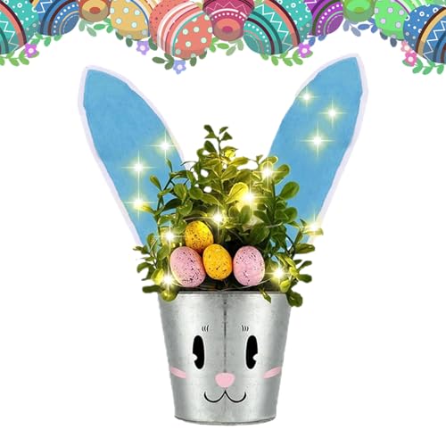 Genérico Maceta Conejito | Decoración Iluminada de Pascua y Primavera - Maceta Conejo con Luz para Jardín | para Exterior Interior Salón Dormitorio Oficina Jardín Terraza Césped Fiestas