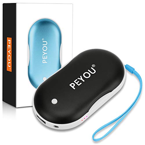 PEYOU Calentador de Manos USB Recargable, 5200mAh Banco de Energía Portátil con Luz LED Función de Iluminación, Calentador de Bolsillo para Mujeres - Regalo para Familia, Amigos