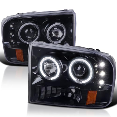 SPEC-D TUNING Glossy Black Smoke LED Halo Projector Headlights