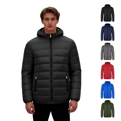 La Mejor Recopilación de Chaquetas para Hombre comprados en linea. 46 Chaqueta con Capucha para Hombre, Chaqueta de Invierno para Hombre, Chaqueta con Cremallera para Hombre es Ligera (MX/US, Alfa, Talla única, Regular, Regular, XL, Negro)