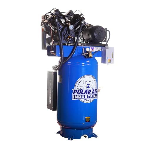 POLAR AIR Industrial Plus Silent Air Compressor - 7.5HP 80 Gal Vertical 2-Stage, 31CFM 230V 1-Phase