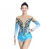 Kmarouse Girl's Rhythmic Gymnastics Leotard for Competition, Women's High Stretch Handmade Gymnastics Uniforms(4X-Large)