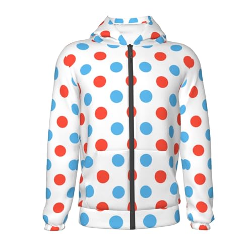 Red Blue Polka Dots Kid Hoodies Boys Zip Up Sweatshirts Girls Pullover with Pocket2