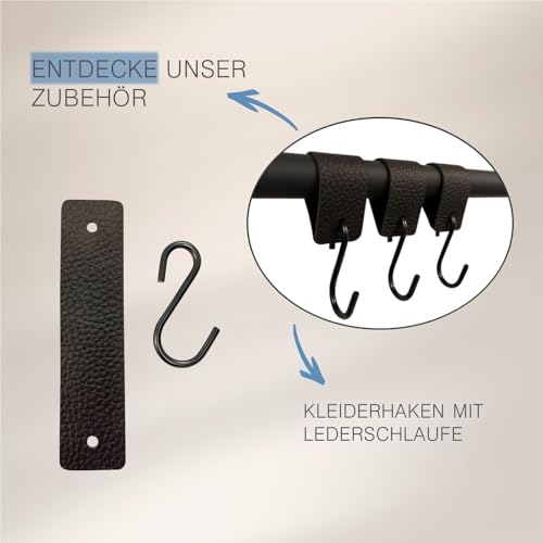 RSR Hangers Kleiderstange Industrial Design schmal Flur Wandgarderobe Breite 80 cm x Tiefe 10 cm für die Wand Schwarz Garderobenstange Schlafzimmer Garderobe Wandmontage