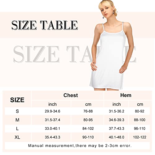 Hillban 3 Pieces Women's Full Slips Dress Adjustable Spaghetti Strap Basic Cami Long Tanks Top Nightwear Soft Under Dress (White, M, 30 Inch, 35 Inch, 41 Inch) #TOP6