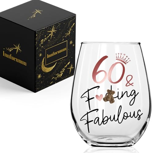 Innfueunun 60th Birthday Wine Glass Gifts for Women,60
