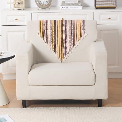 Image of HOKIPO Sofa Backrest Cover with Tassel | 300 GSM Thick Cotton Acrylic Jacquard Fabric Backrest Mat, Size 55x70 cm,'Trivana Series' Chocolate Brown (IN-932-J4)