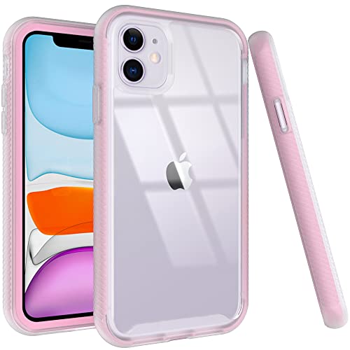 Puxicu Acrylic 2 in 1 for iPhone 11 Case，Anti-Yellowing, Military-Grade Protection, Drop Shockproof Slim Phone Cover for iPhone 11 6.1", Light Pink
