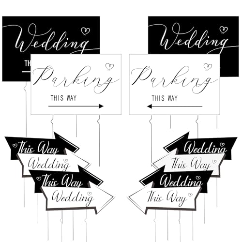 Wenqik 10 Pcs Wedding This Way Directional Parking Signs Include