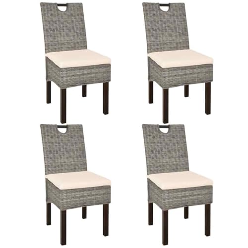 Nqyjm - Silla de cocina, sillas de comedor, juego de 4 piezas de ratán Kubu madera de mango para comedor, dormitorio, oficina, modelo 2