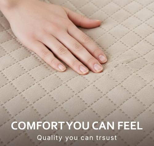 Image of BSB HOME 300 TC Premium Sofa Cover, Quilted Sofa Seat Cover with Decorative Tassels, Soft Comfortable Couch Protector, Stylish Furniture Cover for Living Room, 30 x 24 Inches (76 x 61cm) - Warm Beige