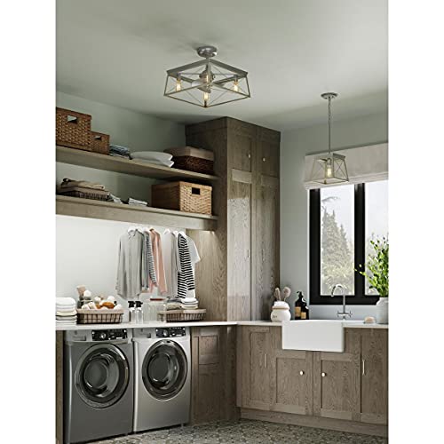 Image of Progress Lighting Briarwood Collection 1-Light Bleached Oak Farmhouse Mini-Pendant Light, Galvanized, 9.00x10.00x10.00