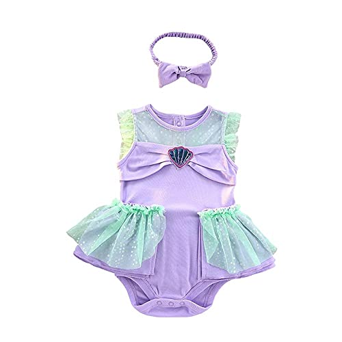 Image of Dressy Daisy Princess Onesie Romper Fancy Dress Costume Halloween Birthday Bodysuit Outfit with Headband for Infant Baby Girl