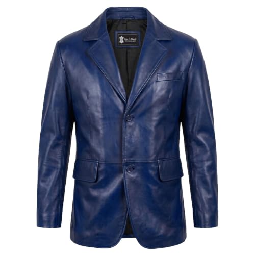 Image of Isaac & David Chicago Lambskin Genuine Casual Wear Leather Blazer Sport Coat Classic Button Closure for Men 2 Button Coat