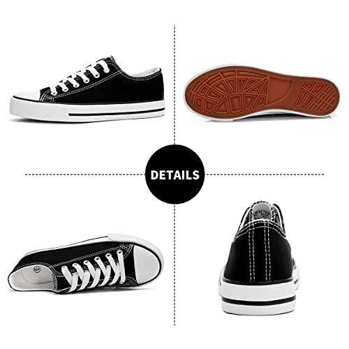 Kufeiti Women's Canvas Shoes For Women Fashion Black White Casual Sneakers Low-Top Tennis Walking Shoes（Black, Us7） #TOP3