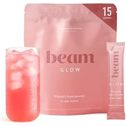 BEAM Glow Hormone Support & Cortisol Supplement for Women - Daily Vitamins for Women with Ashwagandha, Selenium, Zinc, Vitamin A, Biotin for Cycle Health, Mood & Energy, Strawberry Kiwi, 15 Servings