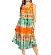 Sakkas Batik Flower Caftan Tank Dress Cover Up | Seychelles